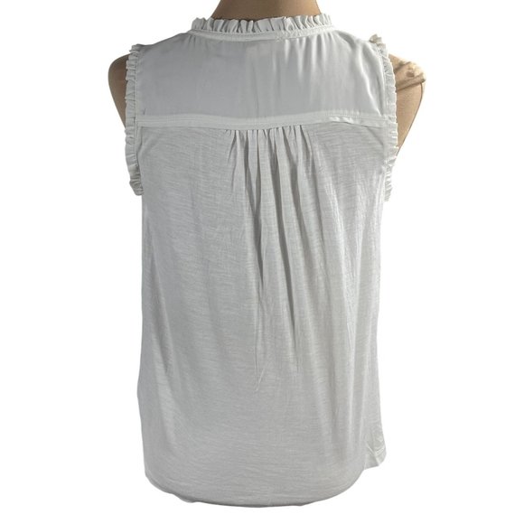 Meadow Rue Sleeveless Top Ruffle Trim Cream Cotton Modal Size XS Extra Small - Picture 3 of 8